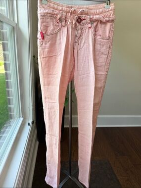 Light Pink Straight Leg Drawstring Pants for Women